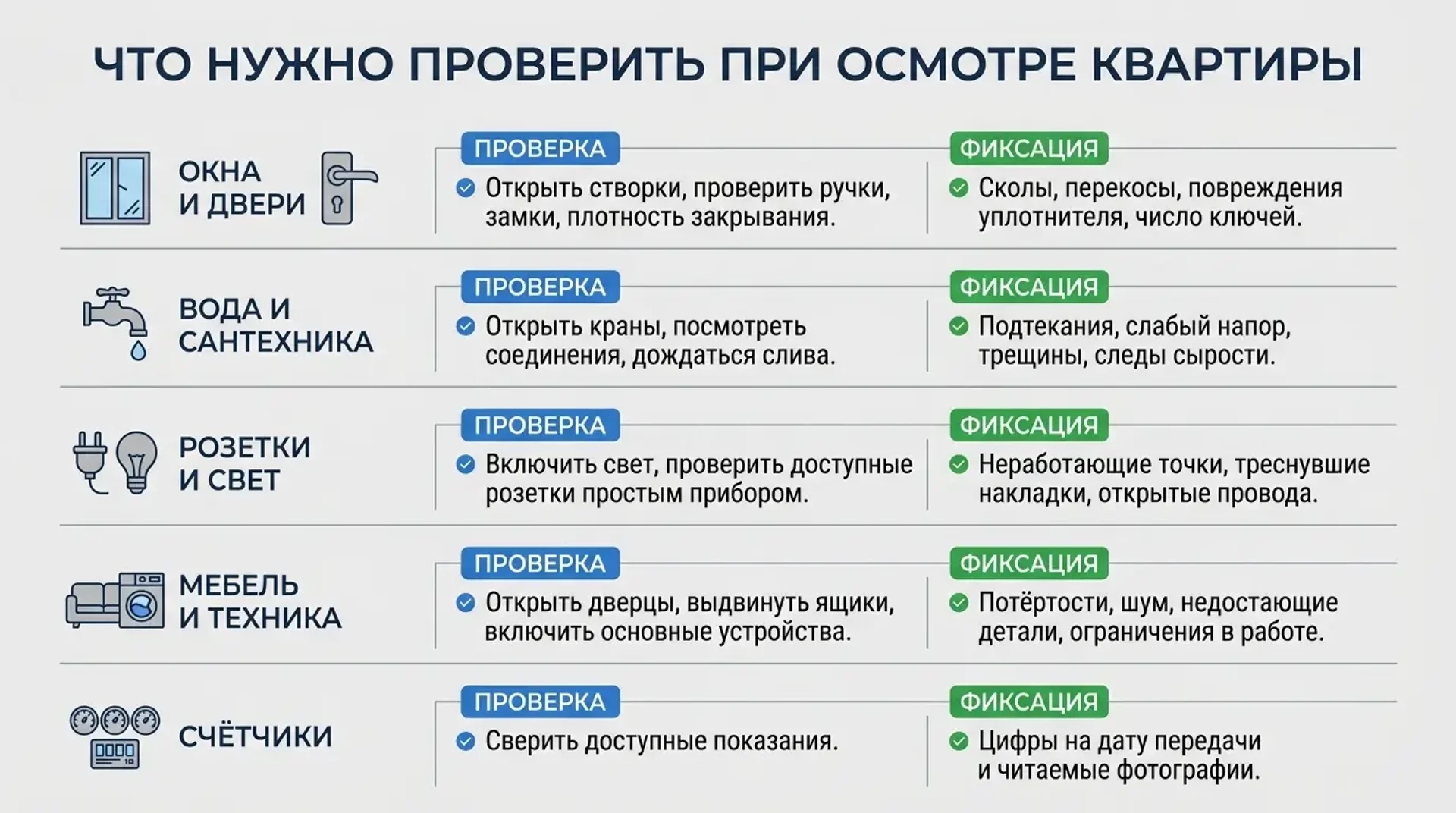 Что нужно проверить при осмотре квартиры